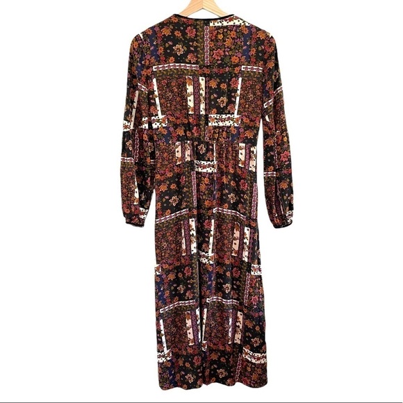 Zara Patchwork Floral Boho Peasant Midi Dress MulticolorXS - Picture 5 of 16
